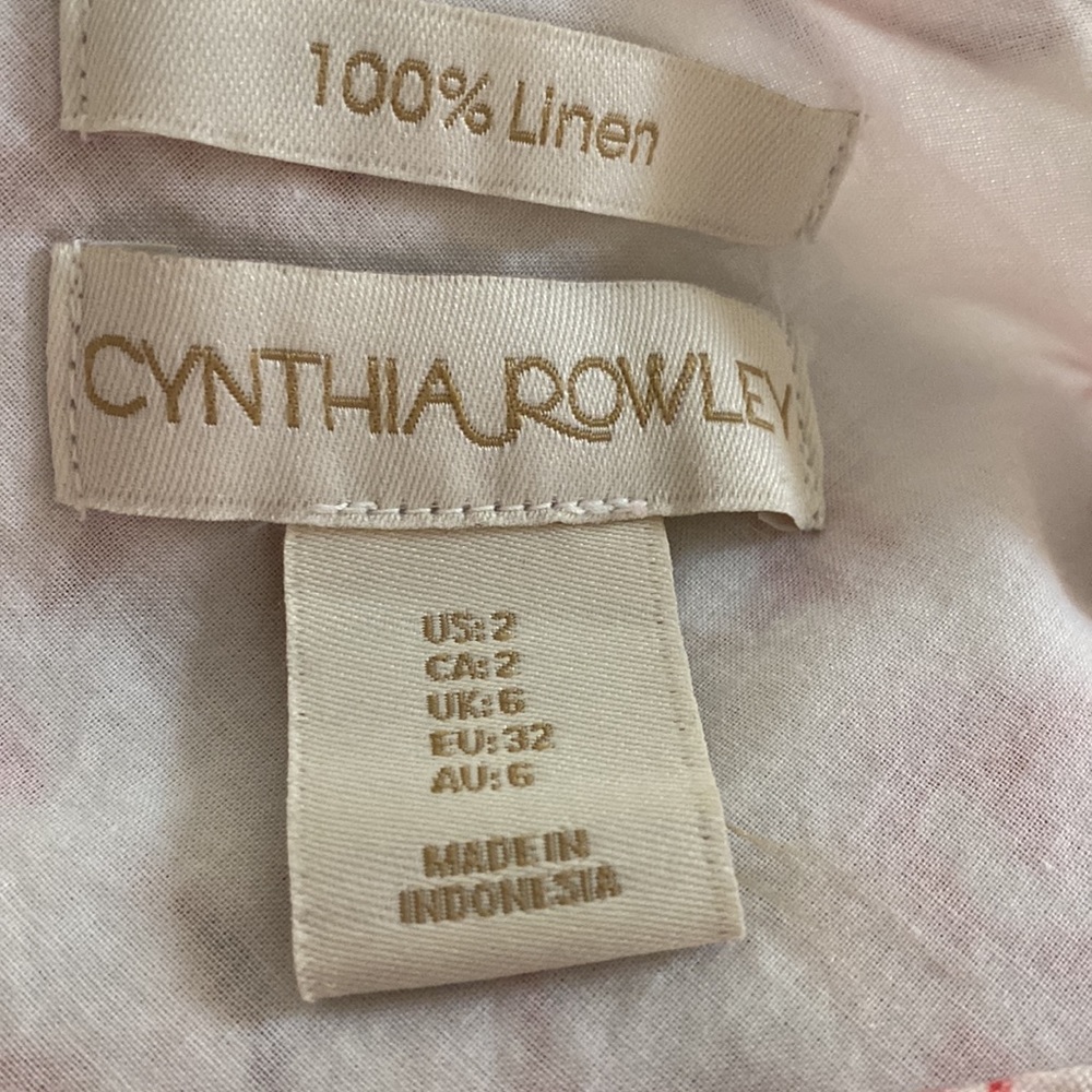 Cynthia Rowley linen mid length floral dress size 2 - Picture 4 of 4